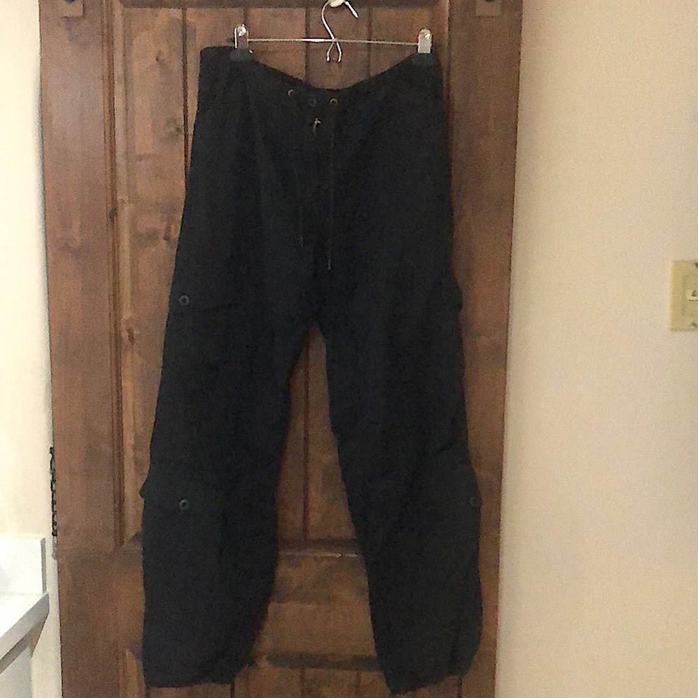 Black cargo pants drawstring cotton